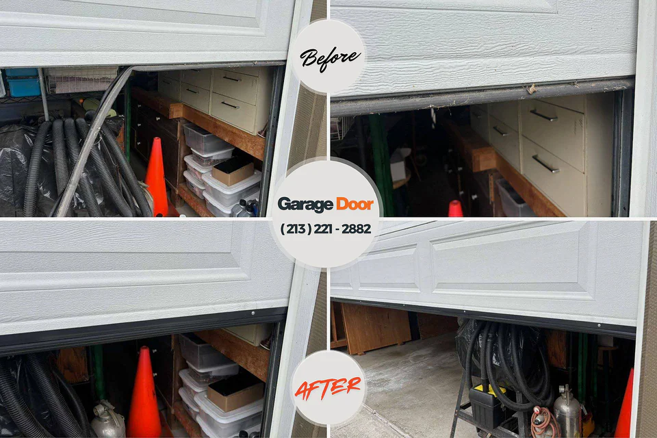 Before and after: garage door repair Panorama Village, TX